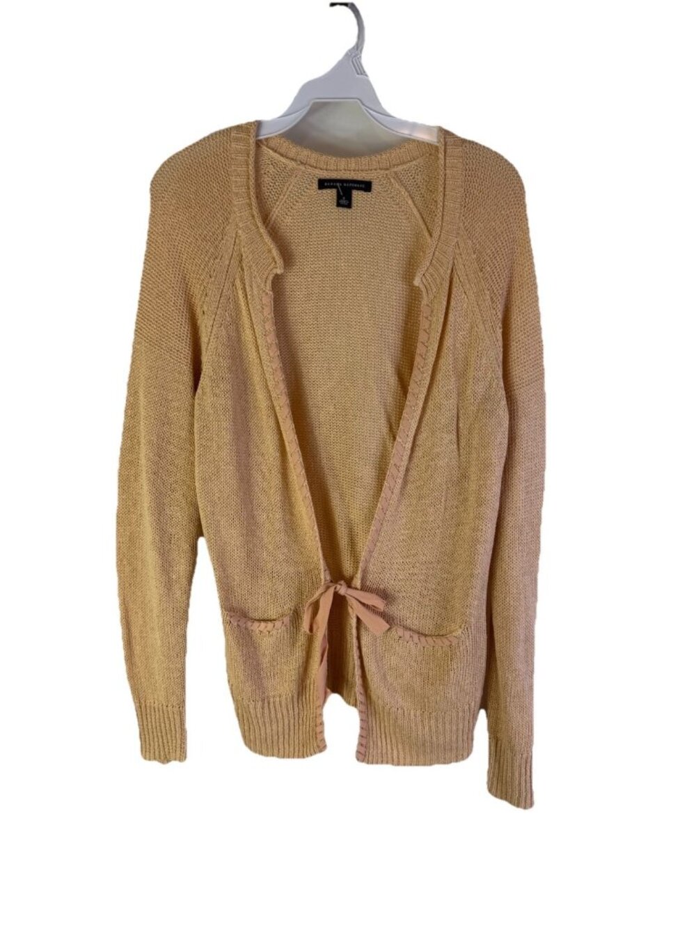 Vintage Y2K Clean Girl Linen Silk Knit Tie Cardigan sweater
